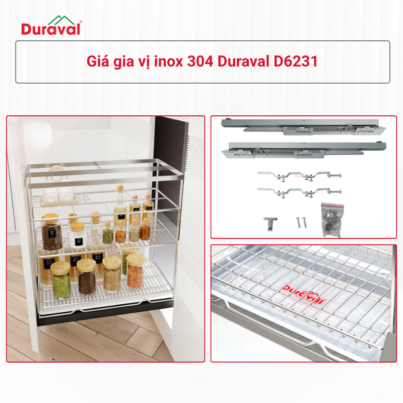 Giá gia vị inox 304 Duraval D6231