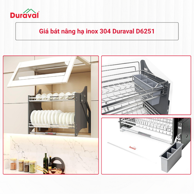 Giá bát nâng hạ inox 304 Duraval D6251