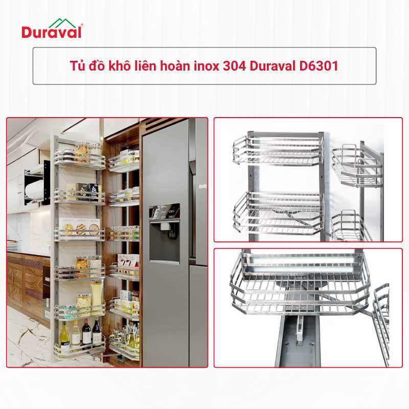 Tủ đồ khô liên hoàn inox 304 Duraval D6301