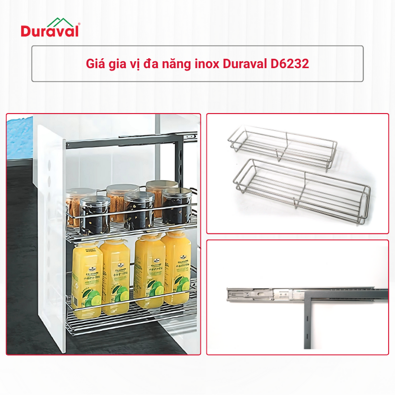 Giá gia vị đa năng inox Duraval D6232