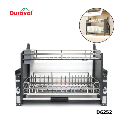 Giá bát nâng hạ inox 304 kèm ống đựng đũa Duraval D6252