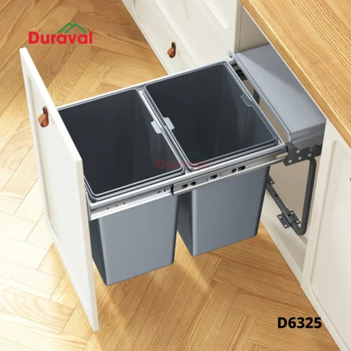 Thùng rác tủ bếp hai ngăn Duraval nhỏ gọn, chặn mùi hôi và côn trùng hiệu quả