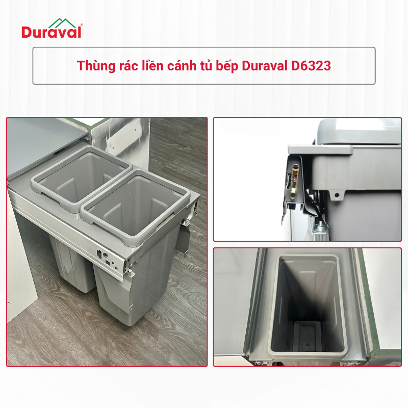 Thùng rác liền cánh tủ bếp Duraval D6323