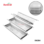 Bộ giá bát đĩa cố định 3 tầng chữ V inox 304 Duraval D6264