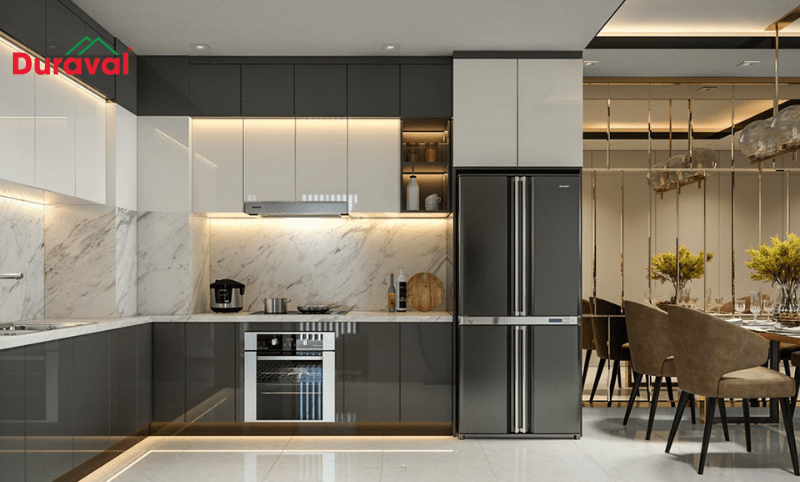 Tủ bếp được thiết kế theo kiểu chữ L