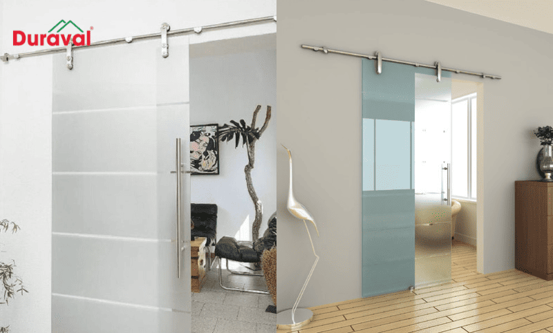 Cửa lùa kính cường lực mờ