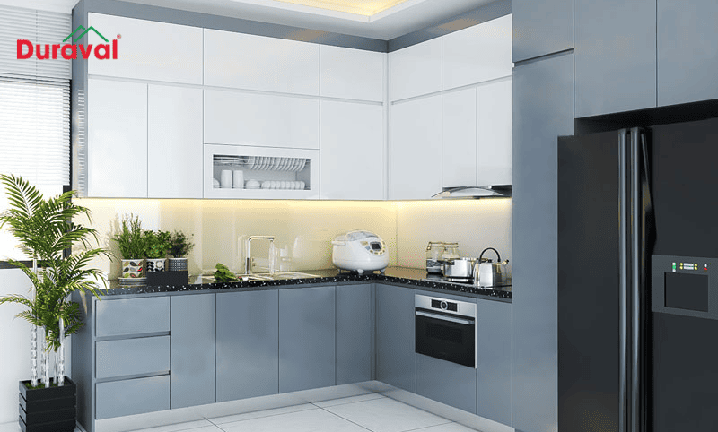 Thiết kế chữ L giúp tận dụng tối đa không gian ở góc của căn bếp
