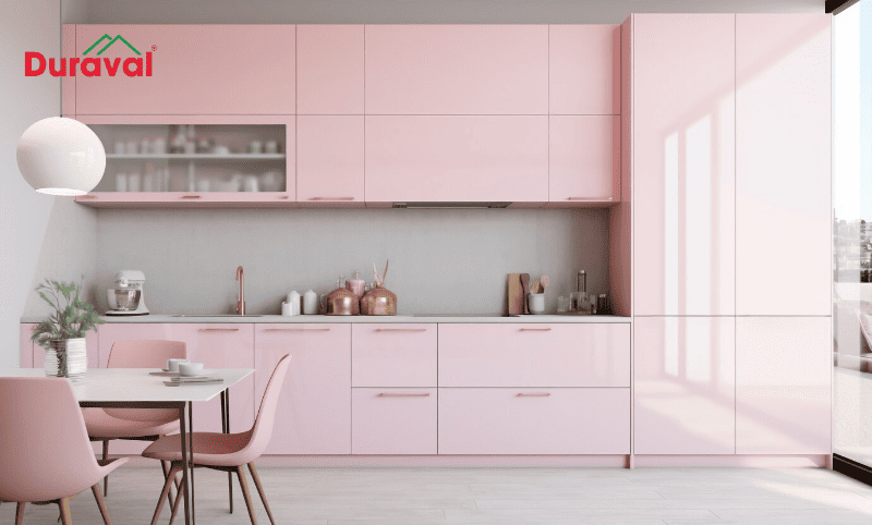 Gam màu pastel mang lại sự nhẹ nhàng cho gian bếp