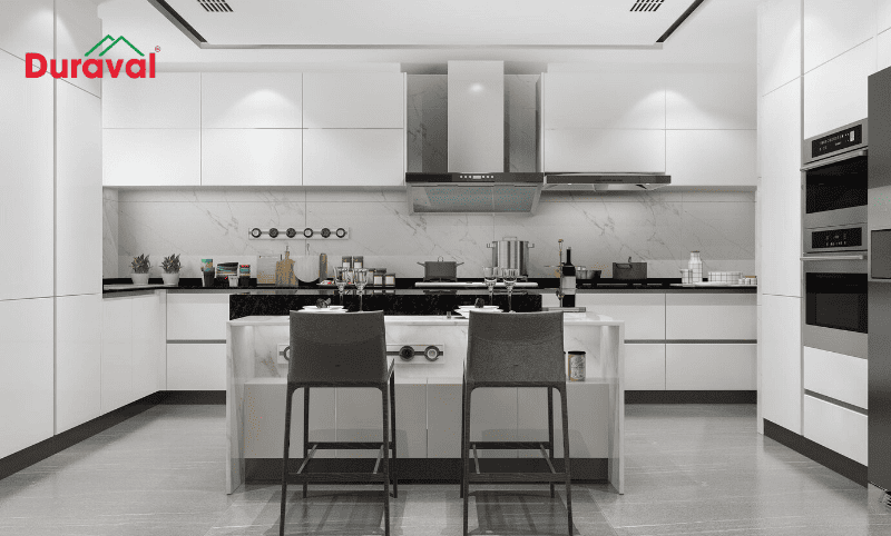Các mẫu tủ bếp nhựa acrylic với bề mặt bóng gương phù hợp căn bếp hiện đại