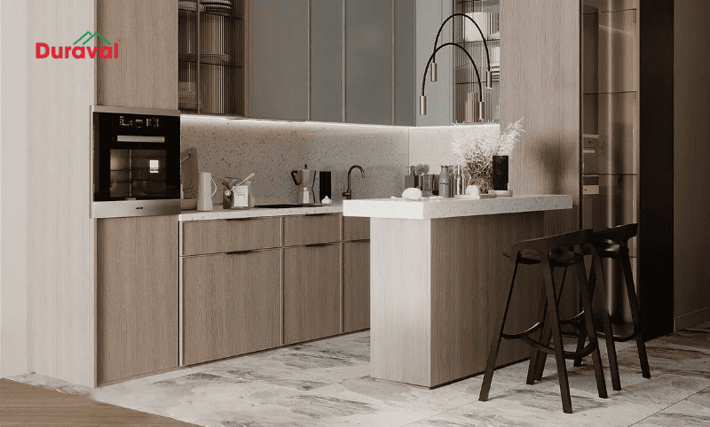 Gỗ là chất liệu được nhiều gia chủ lựa chọn để thiết kế quầy bar mini