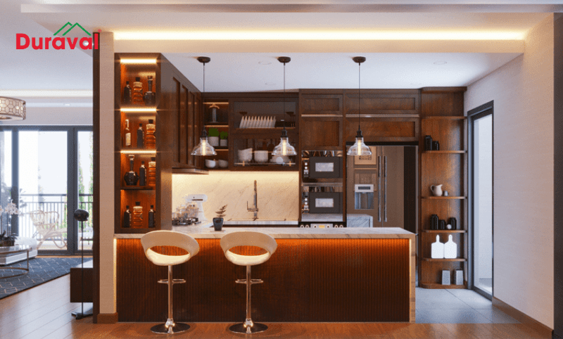 Bếp thiết kế thêm quầy bar mang đến không gian bếp tiện nghi (Nguồn ảnh: Sưu tầm)
