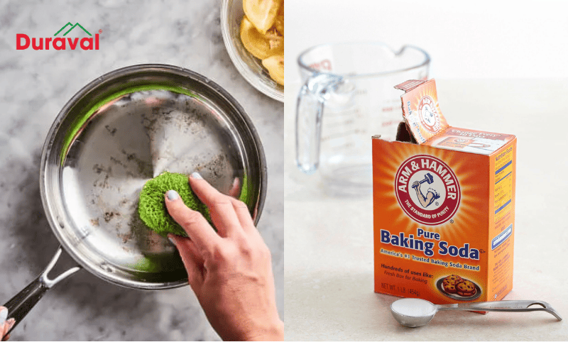 Xử lý nồi inox bị cháy đen với baking soda