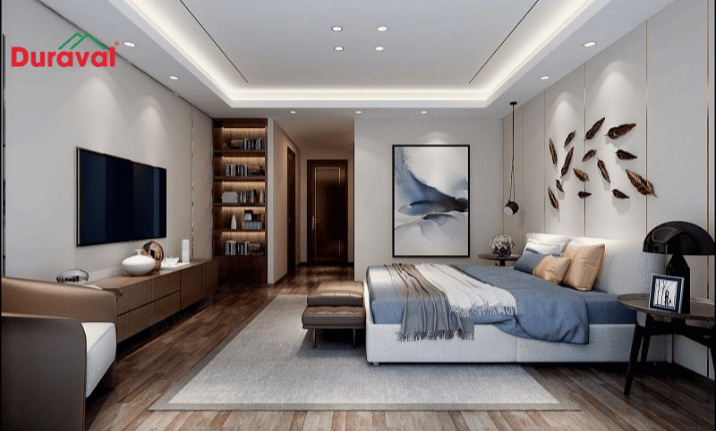 Lựa chọn gam màu trung tính cho trần thạch cao phòng ngủ