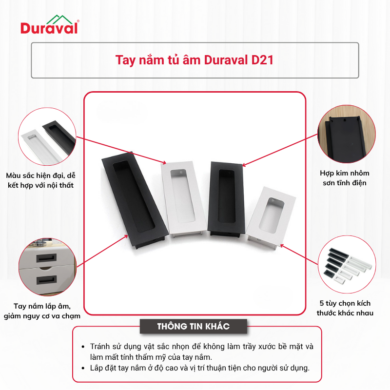 Tay nắm tủ Duraval D21