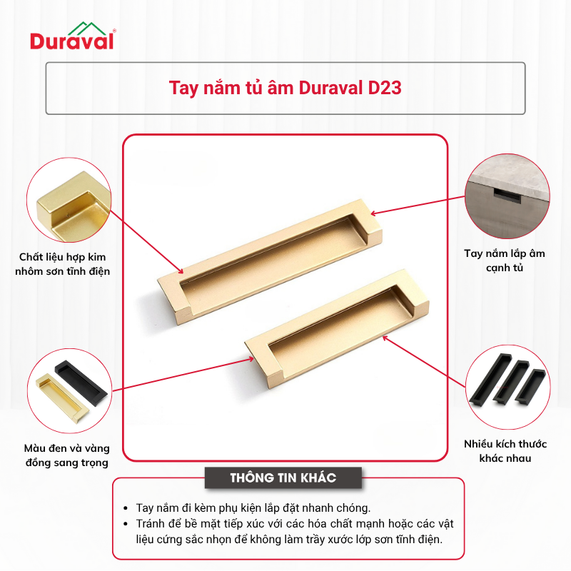Tay nắm tủ Duraval D23