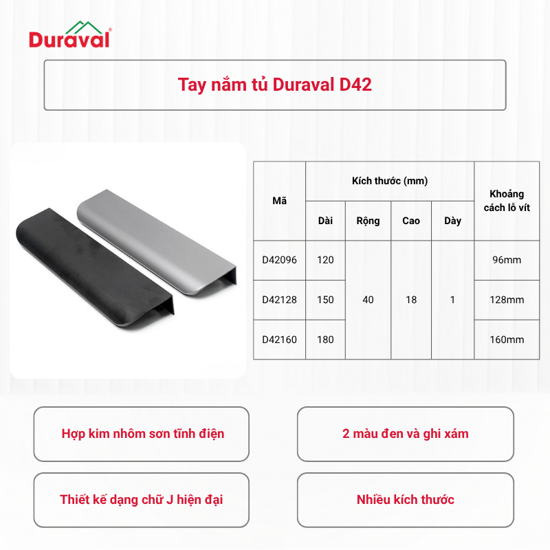 Tay nắm tủ Duraval D42
