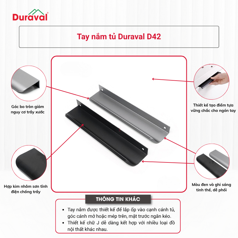 Tay nắm tủ Duraval D42