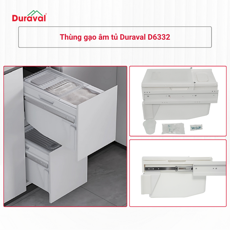 Thùng gạo âm tủ Duraval D6332