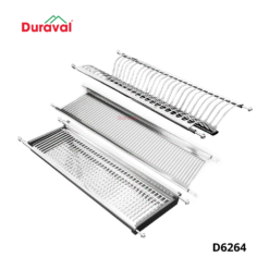 Bộ giá bát đĩa cố định 3 tầng chữ V inox 304 Duraval D6264