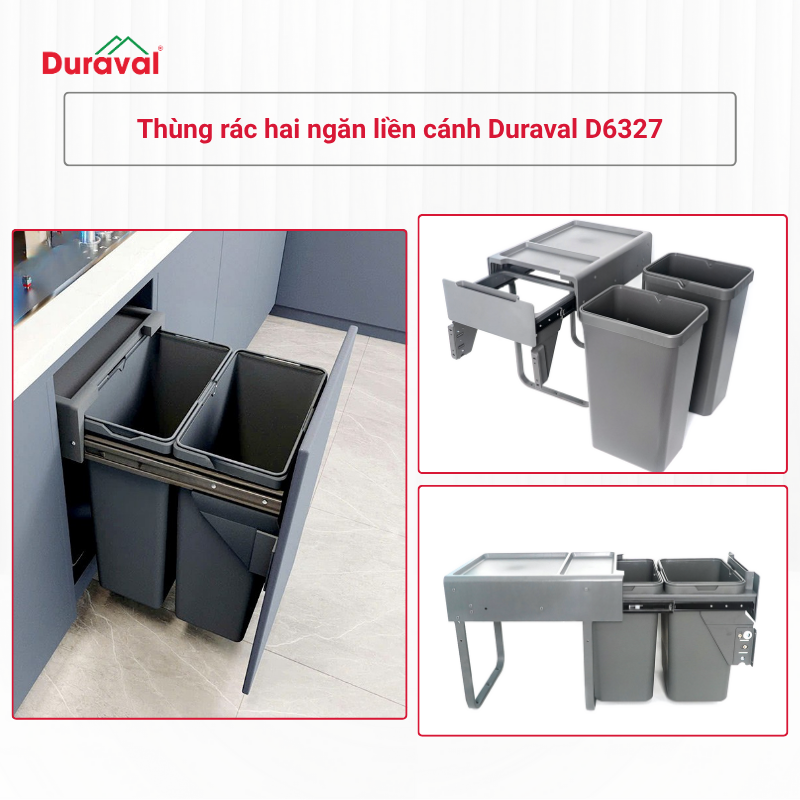 Thùng rác hai ngăn liền cánh Duraval D6327