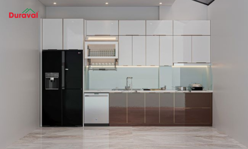 Tủ bếp làm bằng chất liệu inox có độ bền cao
