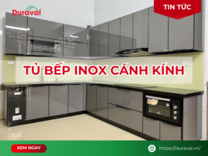 Tủ bếp inox cánh kính