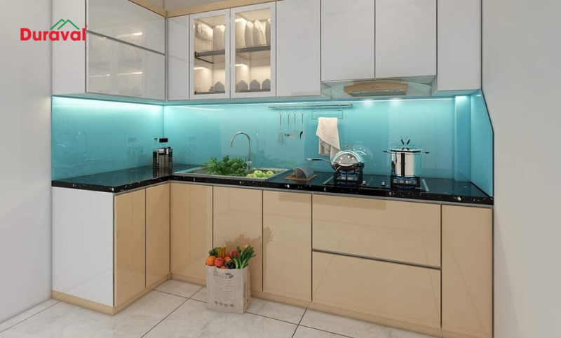 Tủ bếp chữ L giúp tận dụng mọi góc khuất của tủ bếp