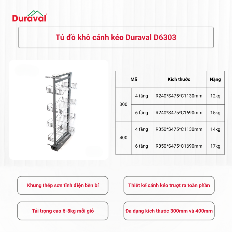 Tủ đồ khô cánh kéo Duraval D6303