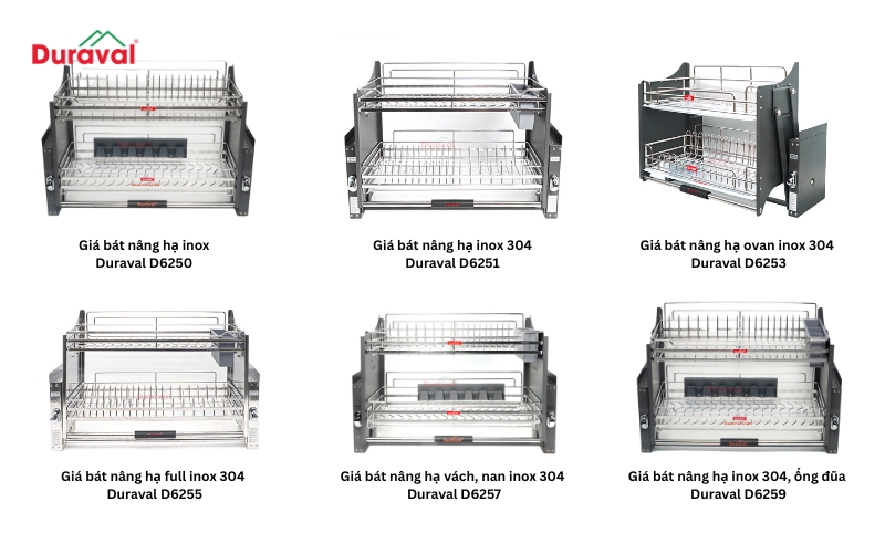 Giá bát nâng hạ Duraval được cải tiến khắc phục các nhược điểm của giá bát khác trên thị trường