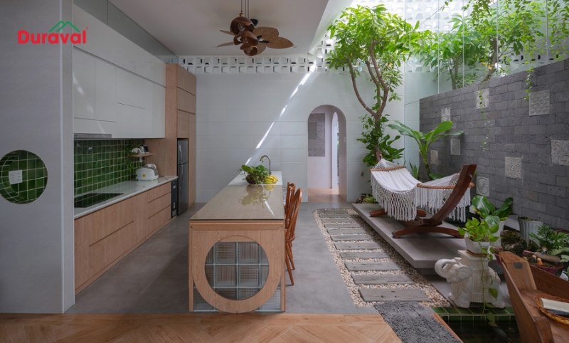 Thiết kế bếp sân vườn mang phong cách tối giản