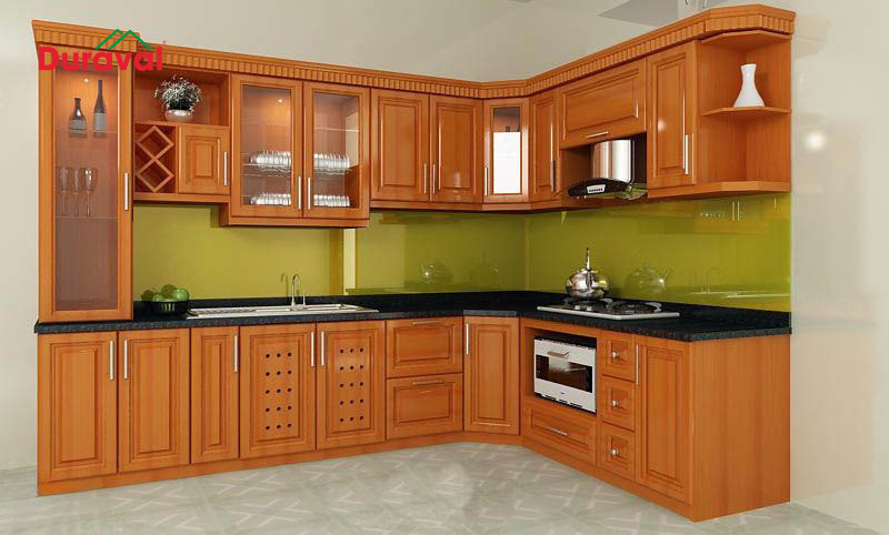 Tủ bếp làm bằng gỗ tự nhiên