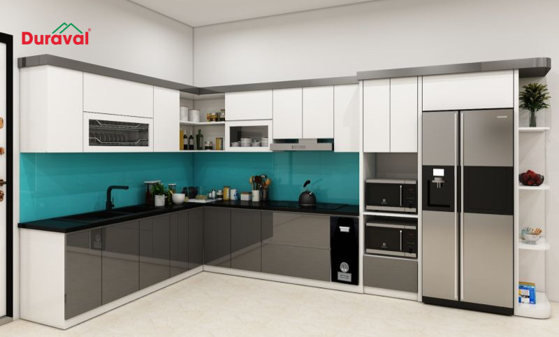 Tủ bếp Picomat phủ Acrylic sở hữu vẻ ngoài sáng bóng