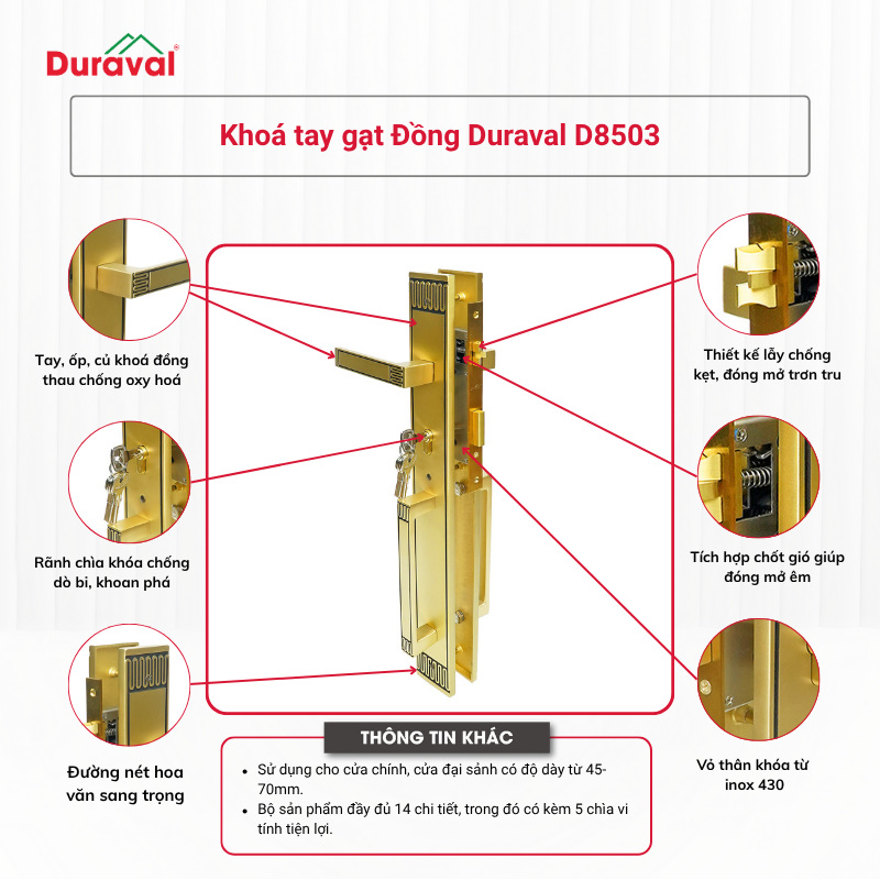 Khoá tay gạt Đồng Duraval D8503