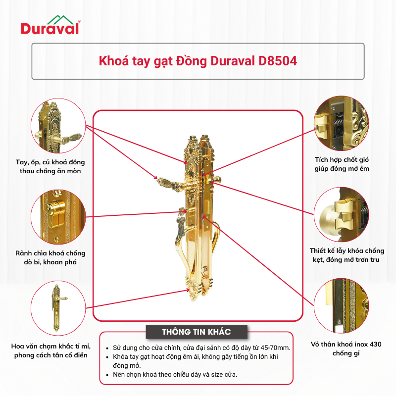 Khoá tay gạt Đồng Duraval D8504