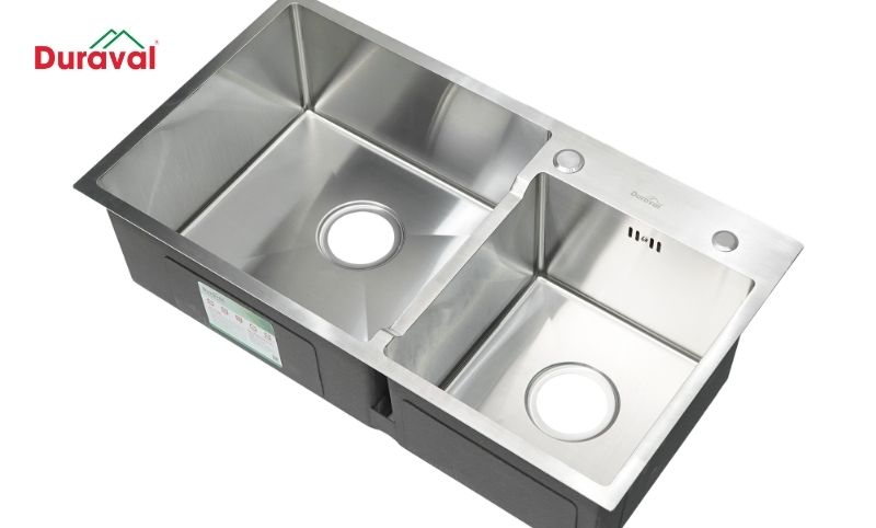 Chậu rửa 2 hố thiết kế chia ngăn tiện lợi