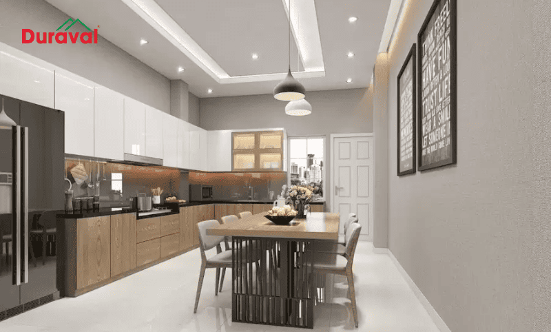 Phòng bếp nhà ống 5m thường dài và hẹp