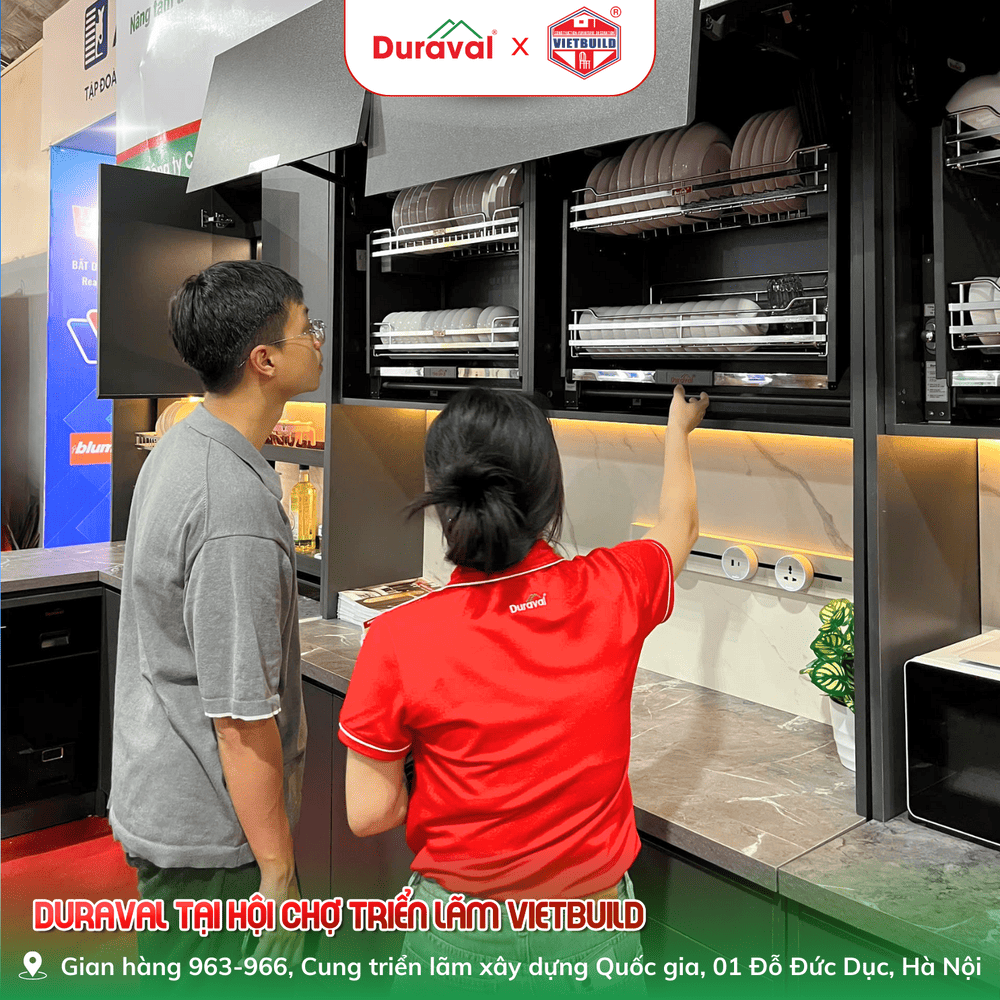 Dòng giá bát nâng hạ cải tiến mới của Duraval tại gian hàng Vietbuild 2025