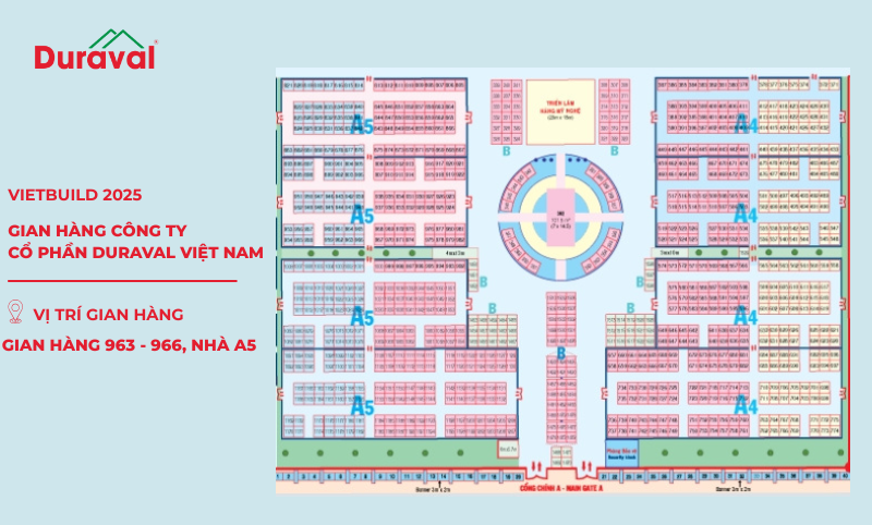 Sơ đồ và gian hàng của Duraval tại Vietbuild năm nay